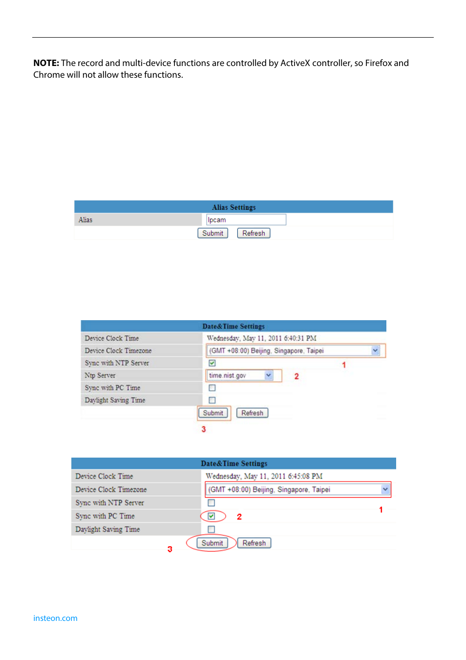 1 alias settings, 2 date and time settings, Configure administrator settings | INSTEON 75791 Manual User Manual | Page 20 / 45