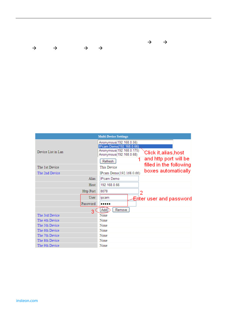 4 multi-device settings, 1 add cameras in lan | INSTEON 75791 Manual User Manual | Page 22 / 45