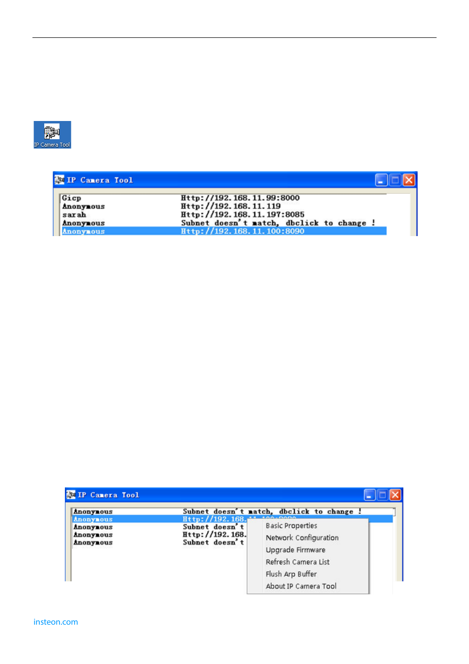 Software operation, 1 ip camera tool | INSTEON 75791 Manual User Manual | Page 8 / 45