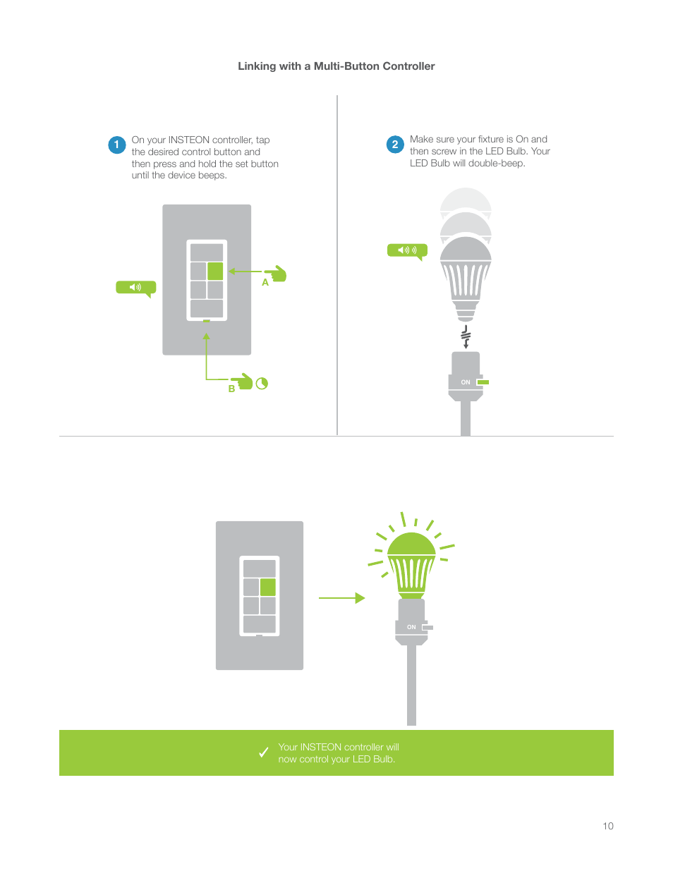 Linking with a multi-button controller | INSTEON LED Bulb 2672-222 Manual Rev.3.0 User Manual | Page 10 / 26