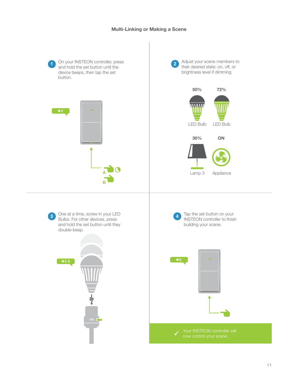 Multi-linking or making a scene | INSTEON LED Bulb 2672-222 Manual Rev.3.0 User Manual | Page 11 / 26