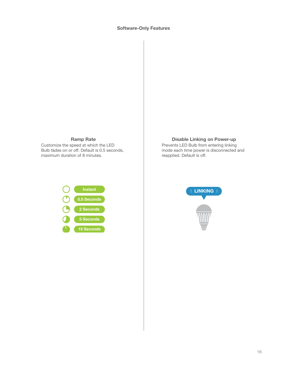 Ramp rate, Disable linking on power-up | INSTEON LED Bulb 2672-222 Manual Rev.3.0 User Manual | Page 16 / 26