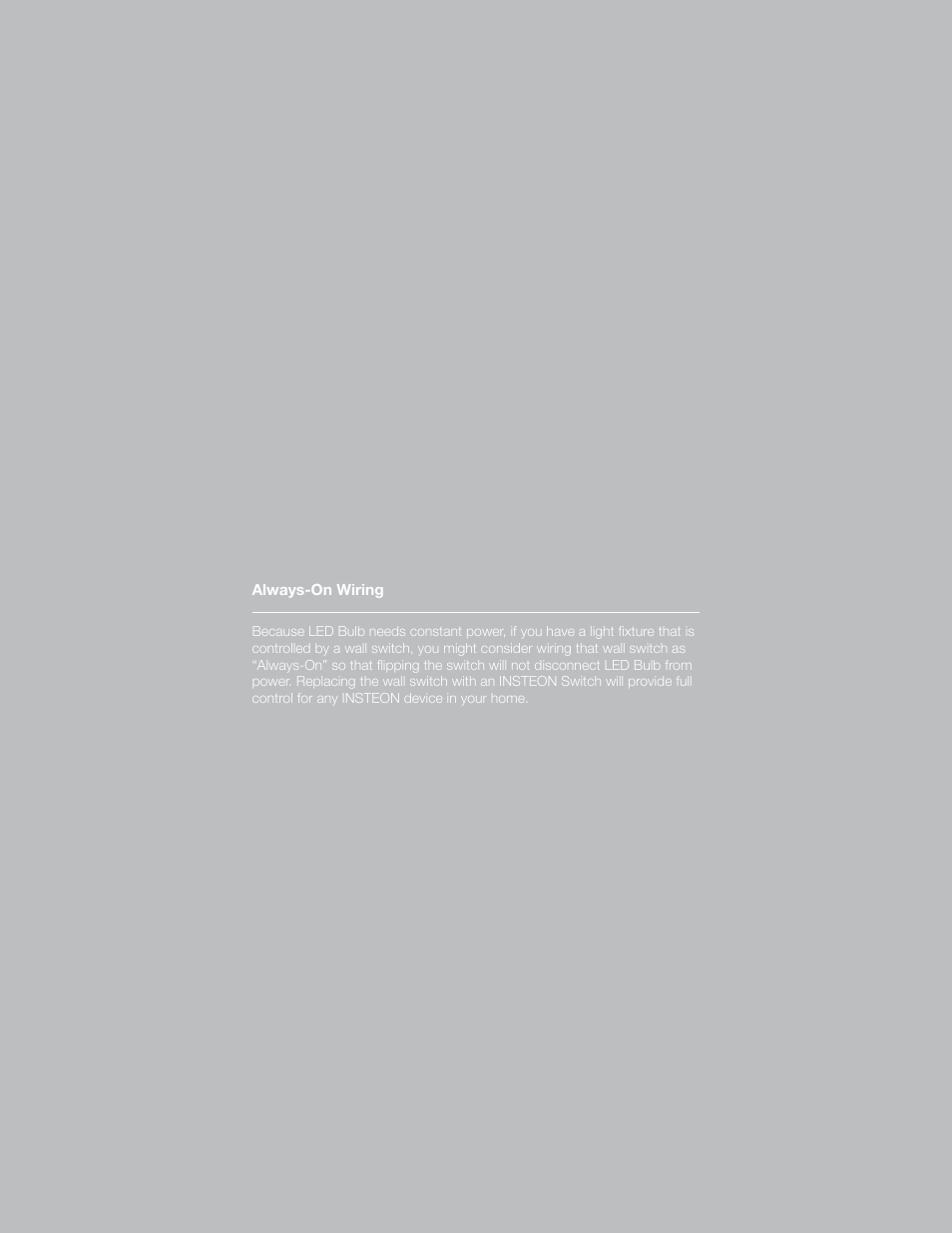 Always-on wiring | INSTEON LED Bulb 2672-222 Manual Rev.3.0 User Manual | Page 17 / 26