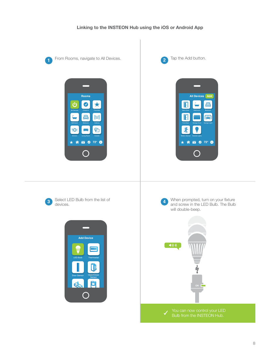 Tap the add button | INSTEON LED Bulb 2672-222 Manual Rev.3.0 User Manual | Page 8 / 26