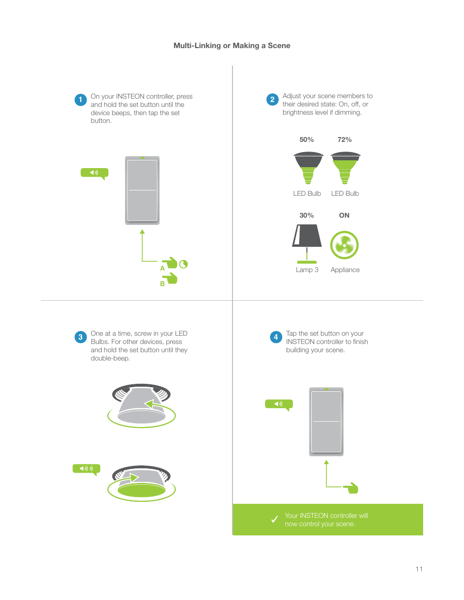 Multi-linking or making a scene | INSTEON LED Bulb (PAR38) 2674-222 Manual User Manual | Page 11 / 26