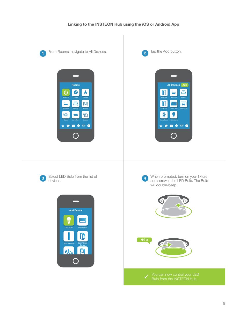 Tap the add button | INSTEON LED Bulb (PAR38) 2674-222 Manual User Manual | Page 8 / 26