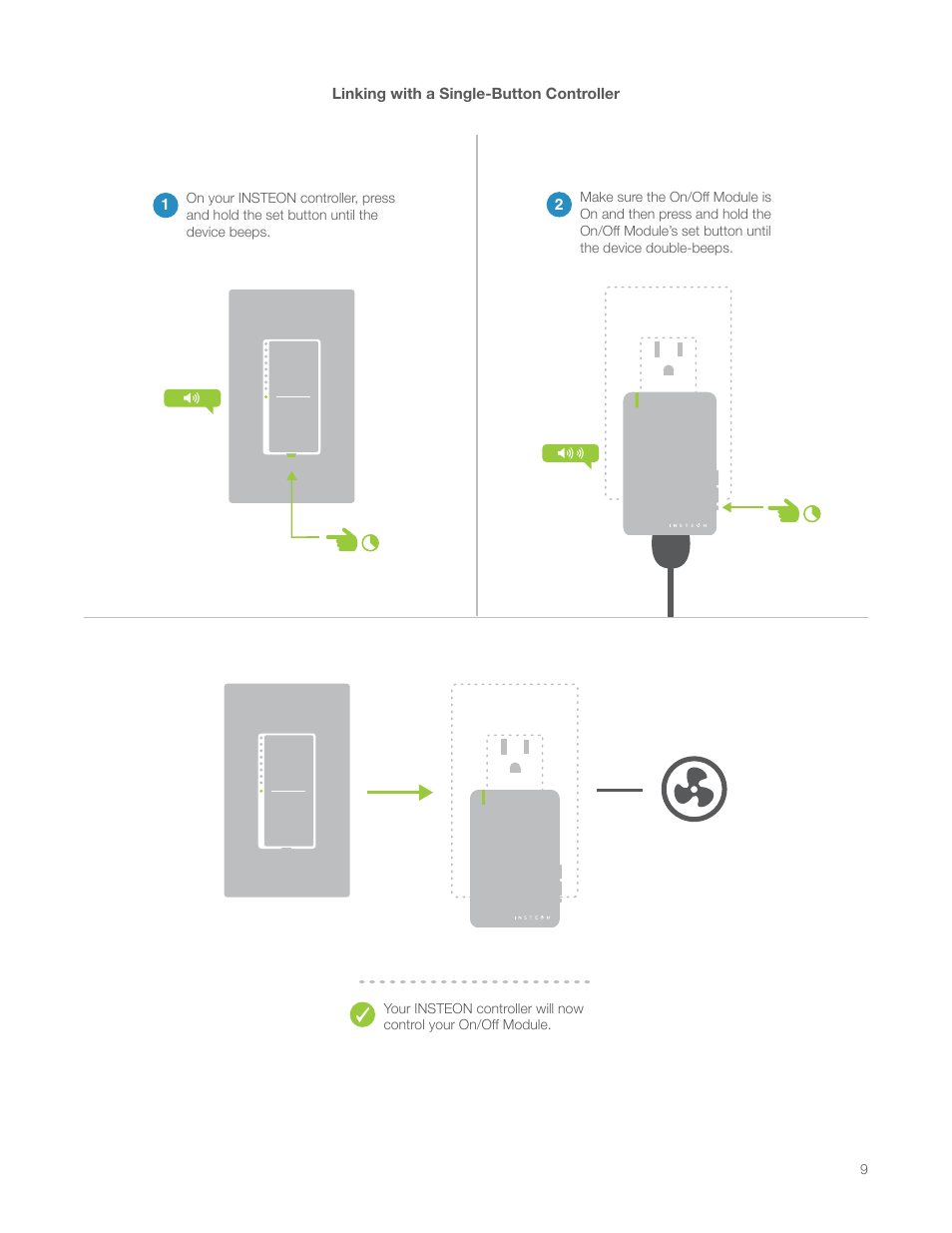 Linking with a single-button controller | INSTEON On/Off Module (Dual-Band) (2635-222) Manual User Manual | Page 9 / 28