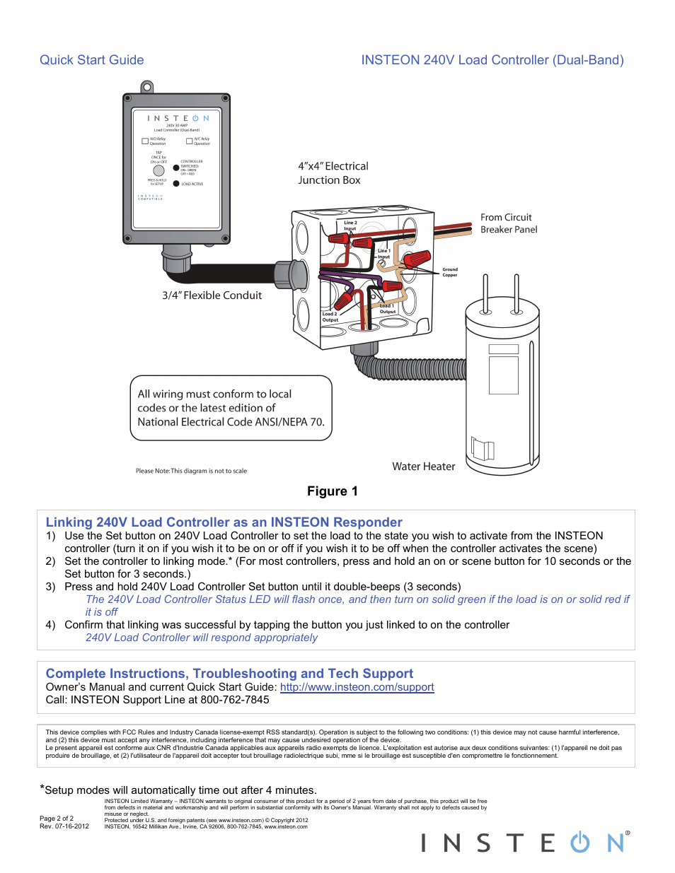 INSTEON Load Controller 220V / 240V 30 Amp, N/O and N/C (2477SA1, 2477SA2) Quick Start User Manual | Page 2 / 2