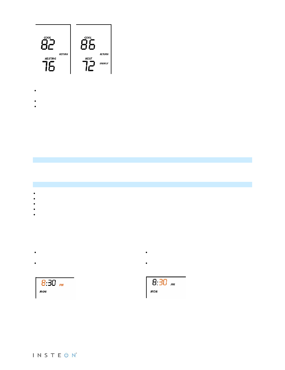 Set button operation, Time/sensor button operations | INSTEON Thermostat with Humidity (2441TH) Manual User Manual | Page 7 / 28
