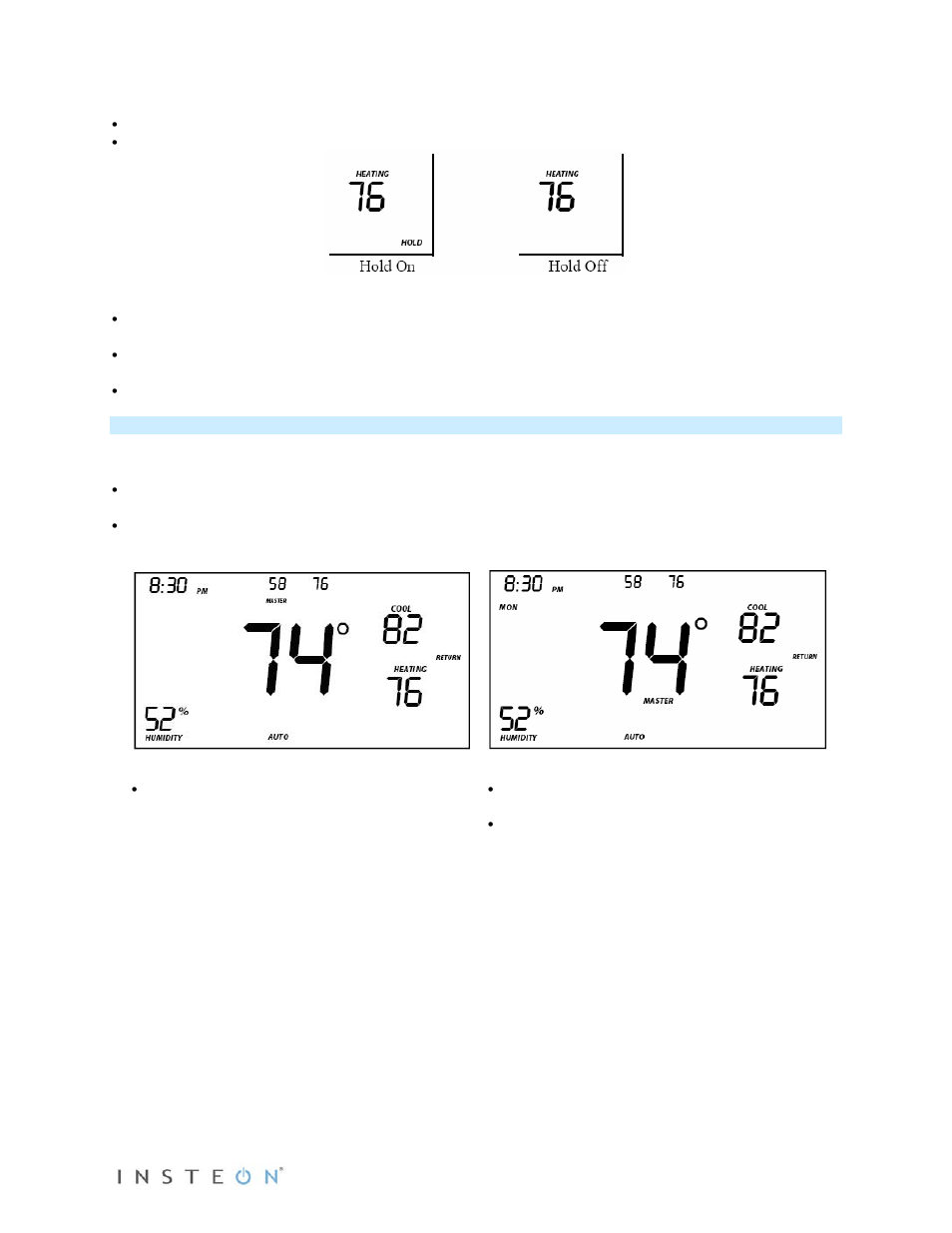 Master button operation | INSTEON Wireless Thermostat with Humidity (2441ZTH) Manual User Manual | Page 10 / 27