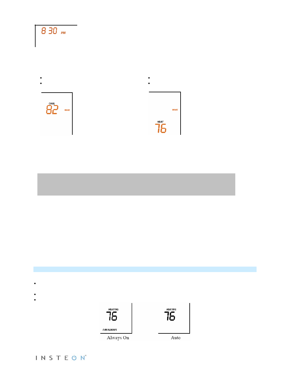 Fan and hold button operations | INSTEON Wireless Thermostat with Humidity (2441ZTH) Manual User Manual | Page 9 / 27