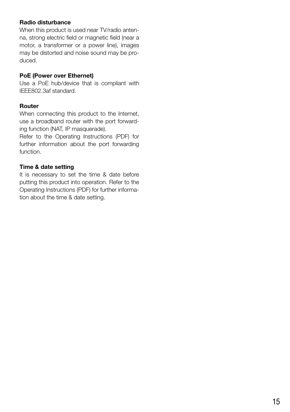 Panasonic WV-SF336 User Manual | Page 15 / 44