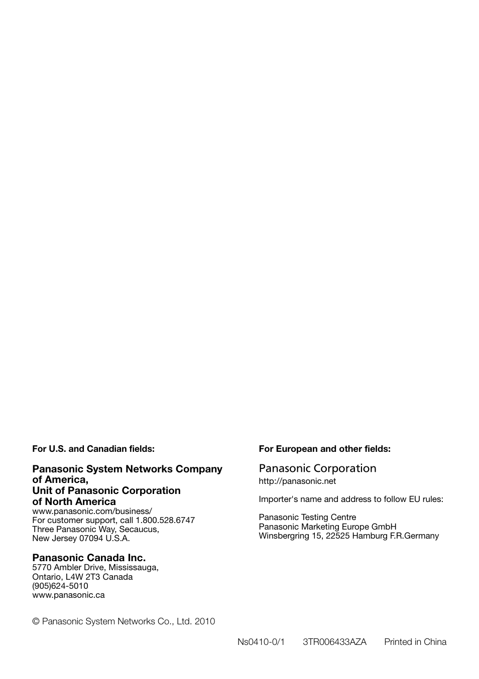 Panasonic WV-SF336 User Manual | Page 44 / 44