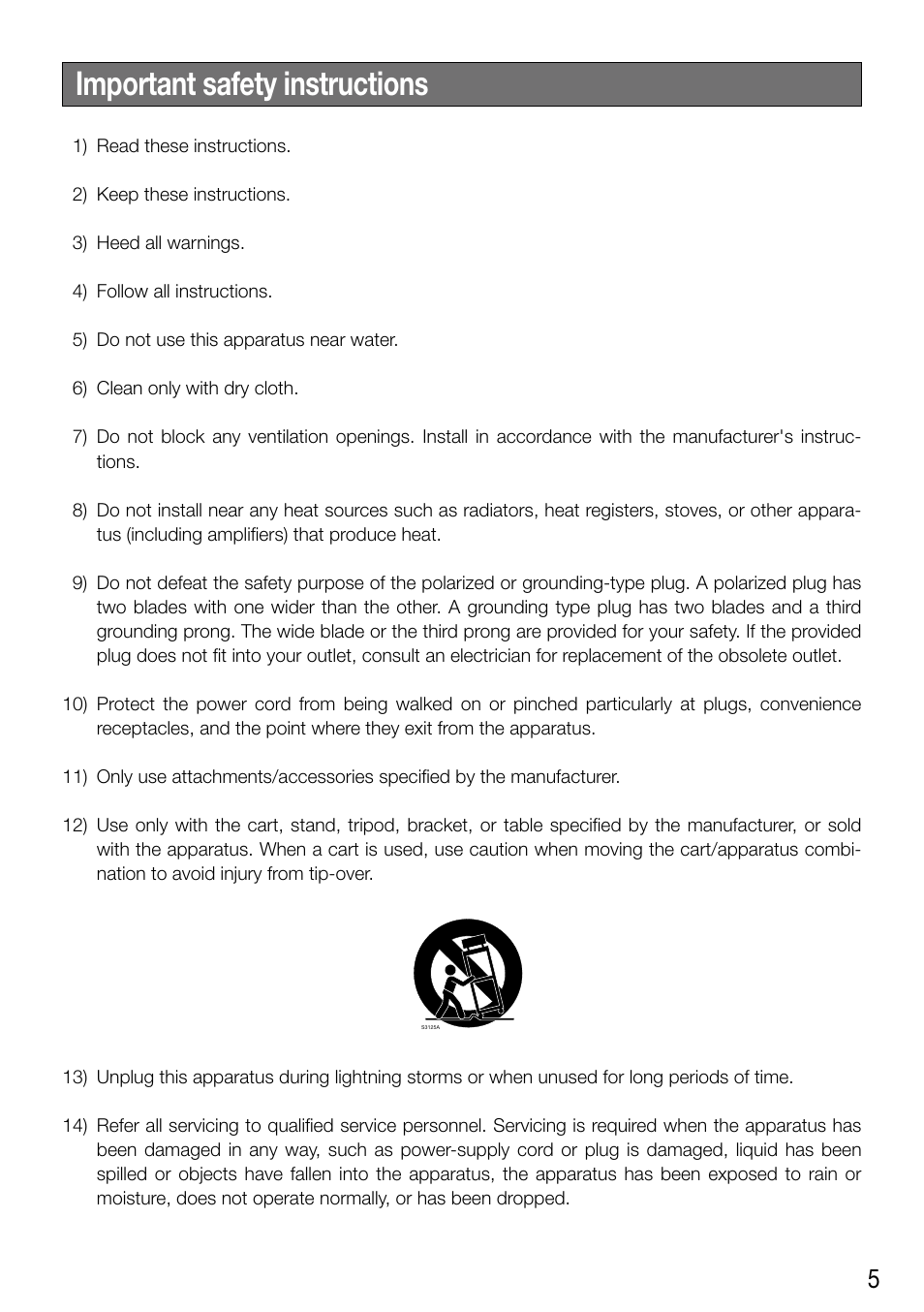 Important safety instructions | Panasonic WV-SF336 User Manual | Page 5 / 44