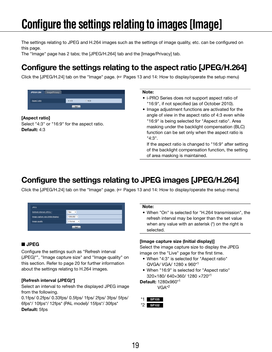 Configure the settings relating to images [image | Panasonic WV-SP102 User Manual | Page 19 / 64