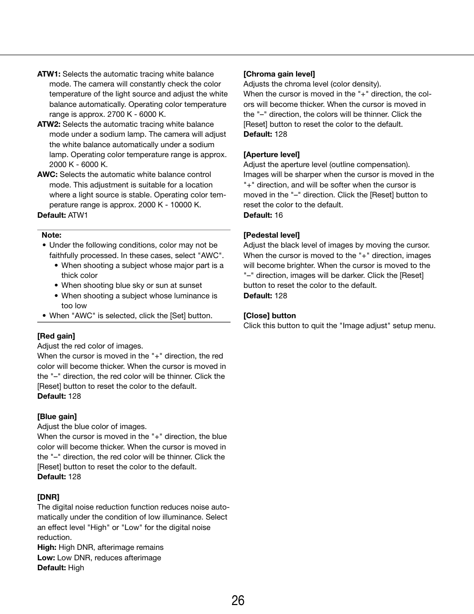 Panasonic WV-SP102 User Manual | Page 26 / 64