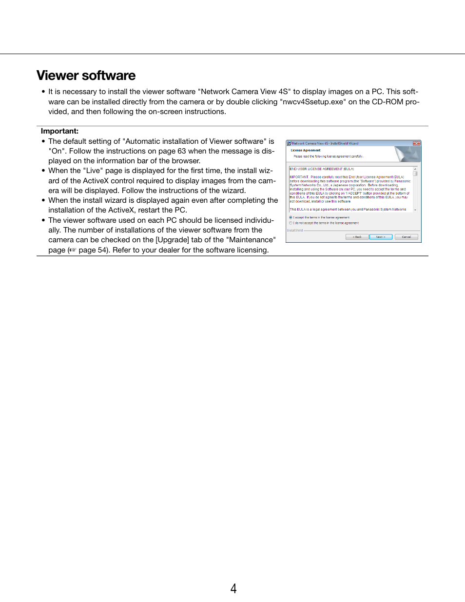 Viewer software, 44 5 viewer software | Panasonic WV-SP102 User Manual | Page 4 / 64