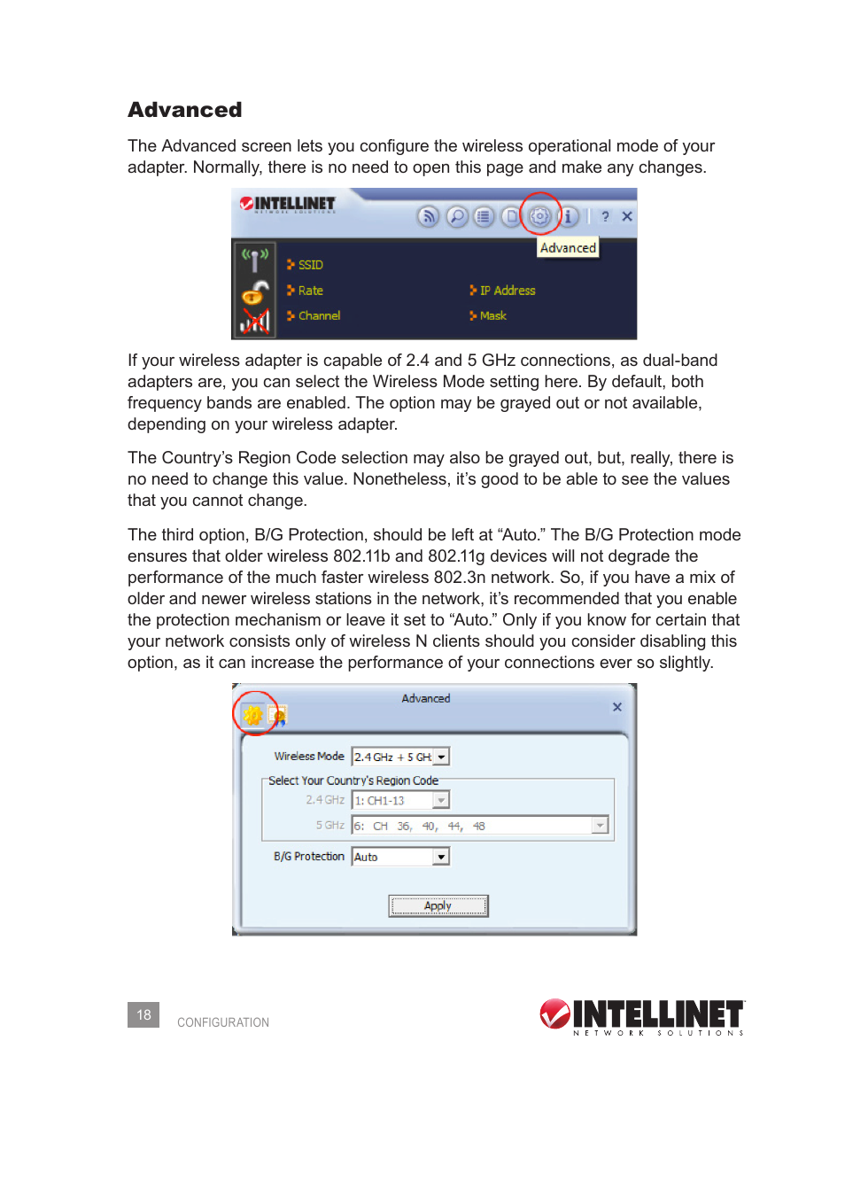 Advanced | INTELLINET NETWORK 525275 Wireless 450N Dual-Band USB Adapter User Manual User Manual | Page 18 / 40