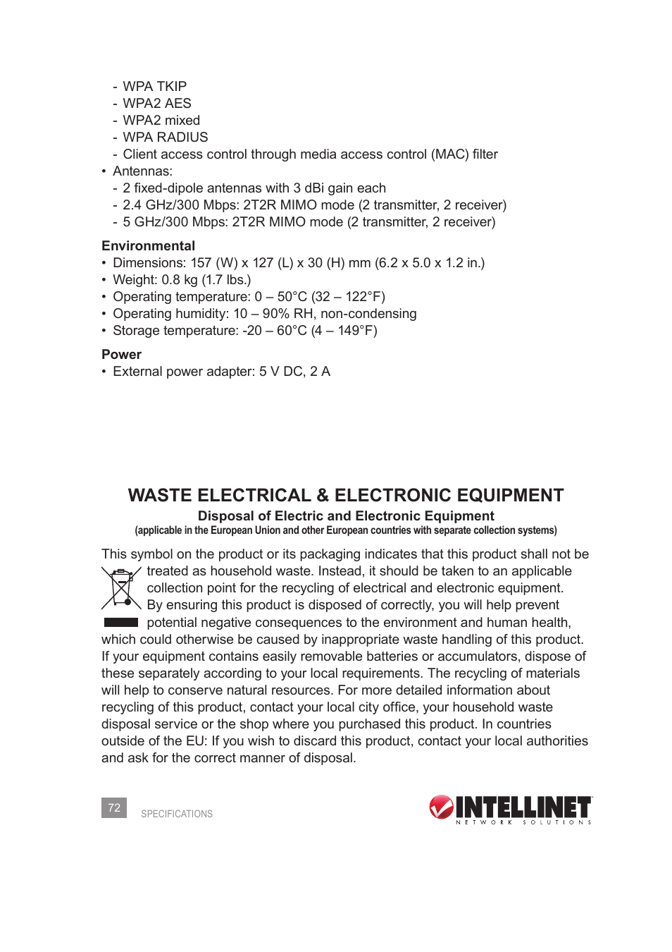 Waste electrical & electronic equipment | INTELLINET NETWORK 525268 User Manual User Manual | Page 72 / 75