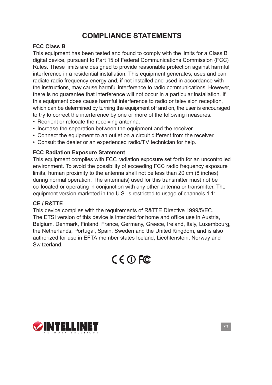 Compliance statements | INTELLINET NETWORK 525268 User Manual User Manual | Page 73 / 75