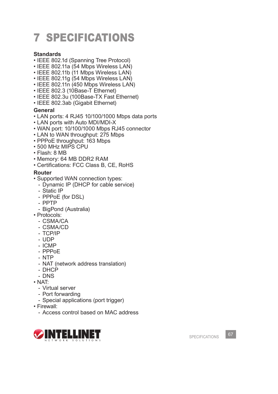 7 specifications | INTELLINET NETWORK 524988 User Manual User Manual | Page 67 / 72
