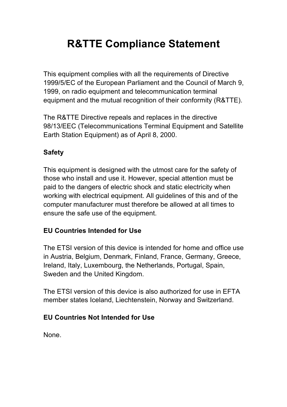 R&tte compliance statement | INTELLINET NETWORK 524681 User Manual User Manual | Page 4 / 142