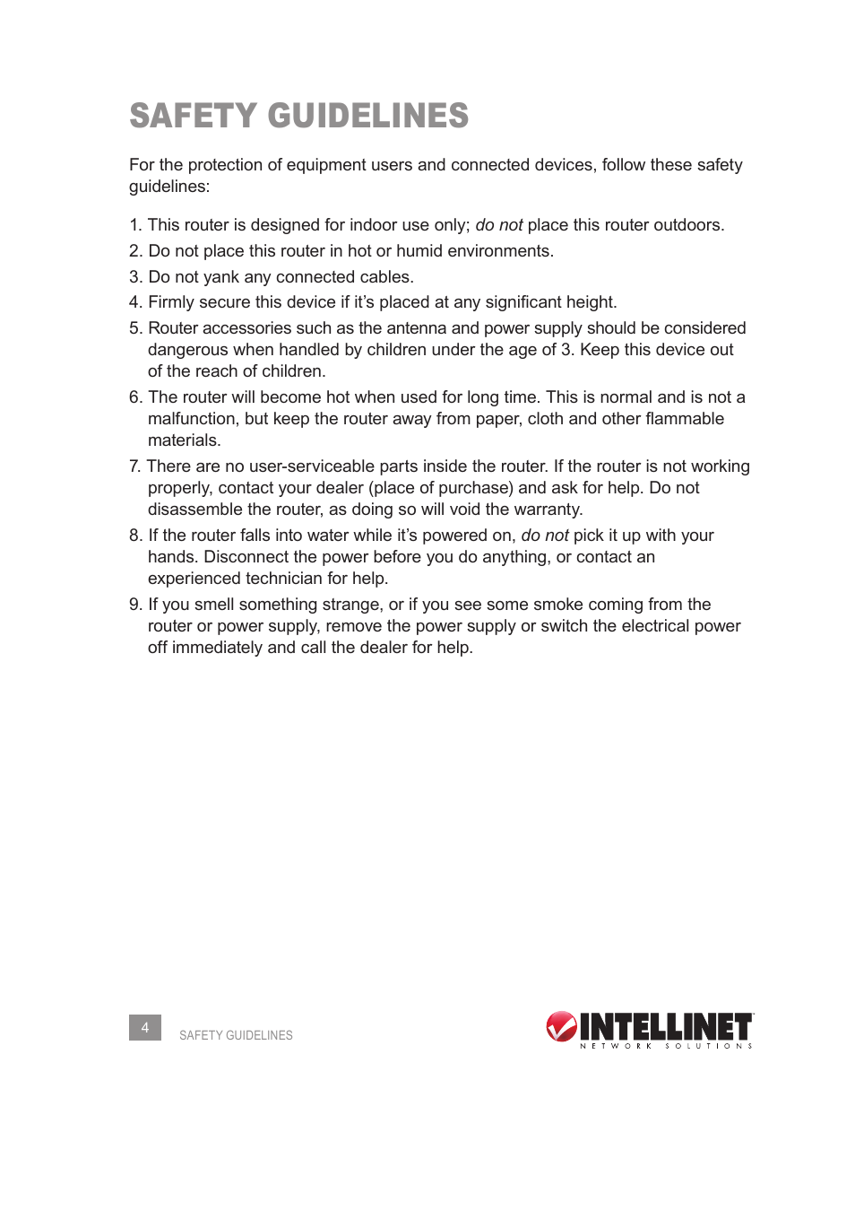 Safety guidelines | INTELLINET NETWORK 524445 User Manual User Manual | Page 4 / 70
