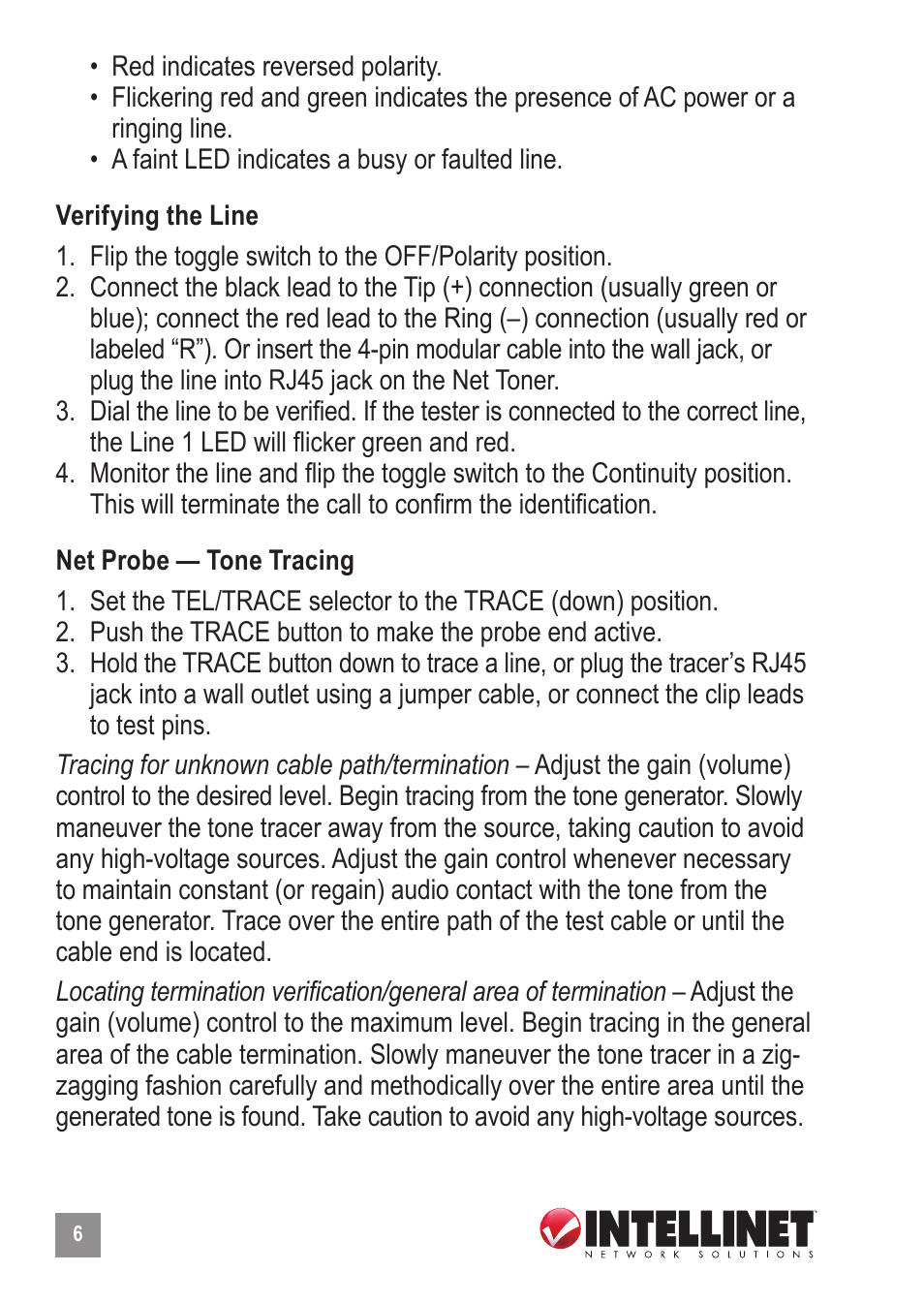 INTELLINET NETWORK 515566 Net Toner and Probe Kit User Manual | Page 6 / 12