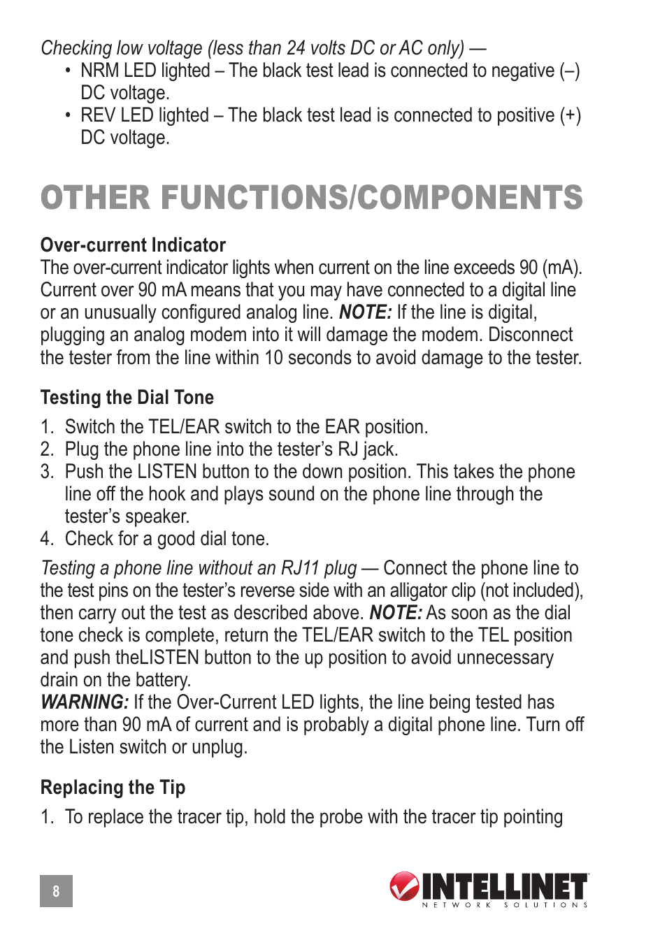 Other functions/components | INTELLINET NETWORK 515566 Net Toner and Probe Kit User Manual | Page 8 / 12