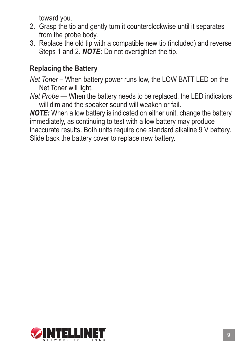 INTELLINET NETWORK 515566 Net Toner and Probe Kit User Manual | Page 9 / 12