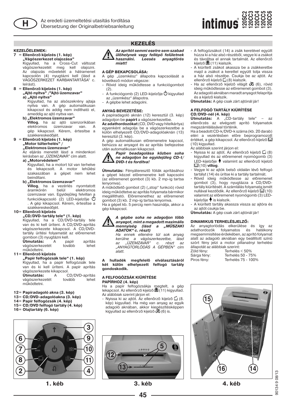 Kéb 3. kéb 4. kéb, Kezelés | intimus 120 CC4 User Manual | Page 45 / 56