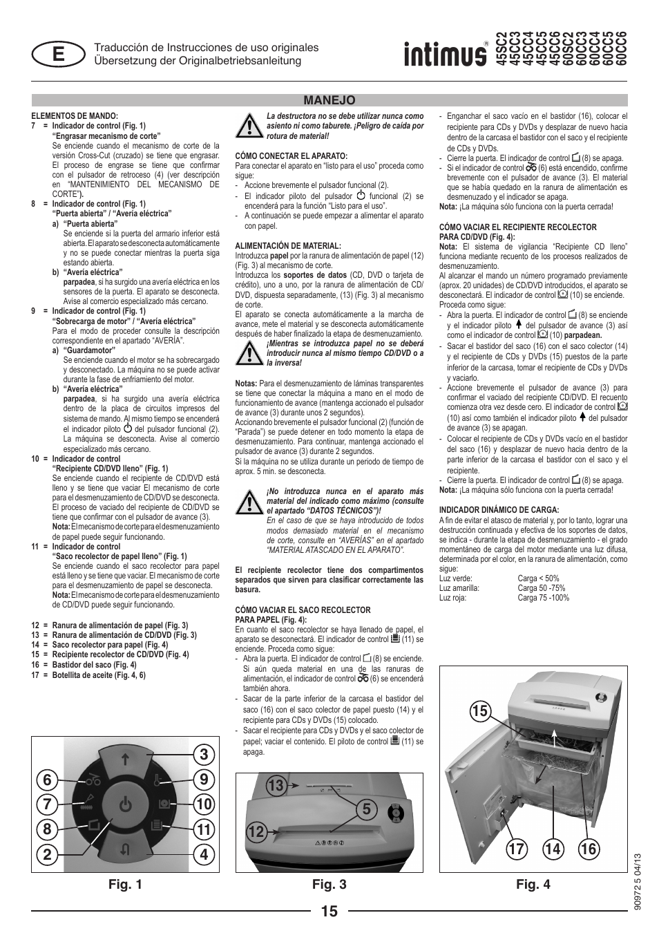 Fig. 1, Fig. 4, Fig. 3 | Manejo | intimus 45 CC4 User Manual | Page 15 / 56