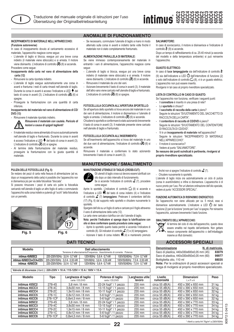 intimus 45 CC4 User Manual | Page 22 / 56