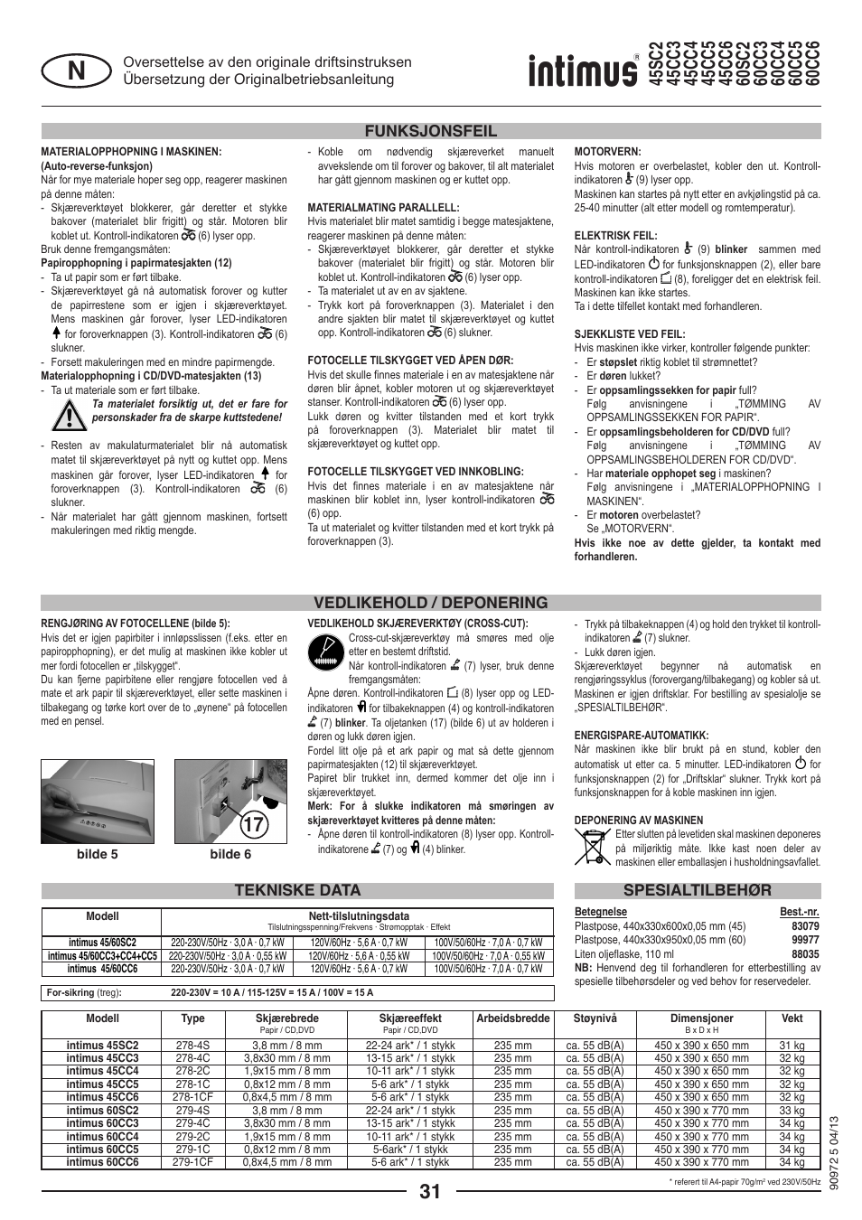 intimus 45 CC4 User Manual | Page 31 / 56