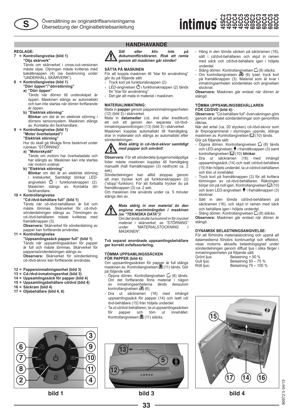 Bild 4 bild 3 bild 1, Handhavande | intimus 45 CC4 User Manual | Page 33 / 56