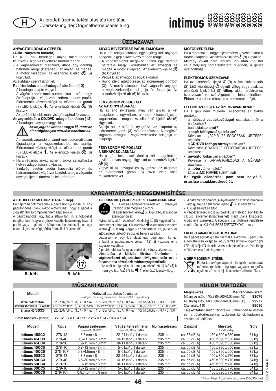 intimus 45 CC4 User Manual | Page 46 / 56