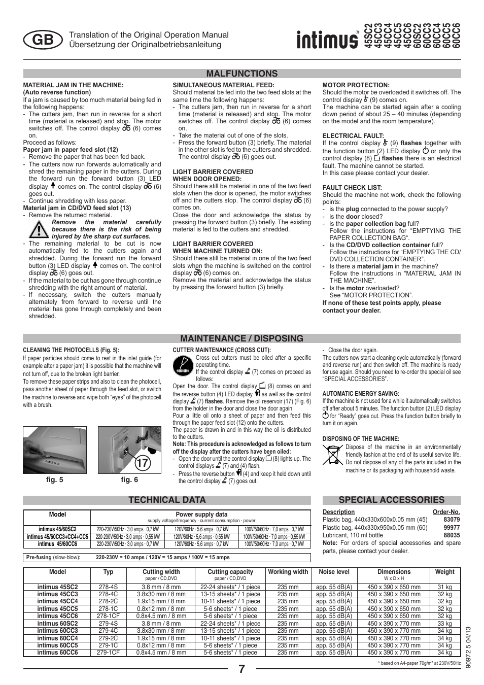 intimus 45 CC4 User Manual | Page 7 / 56