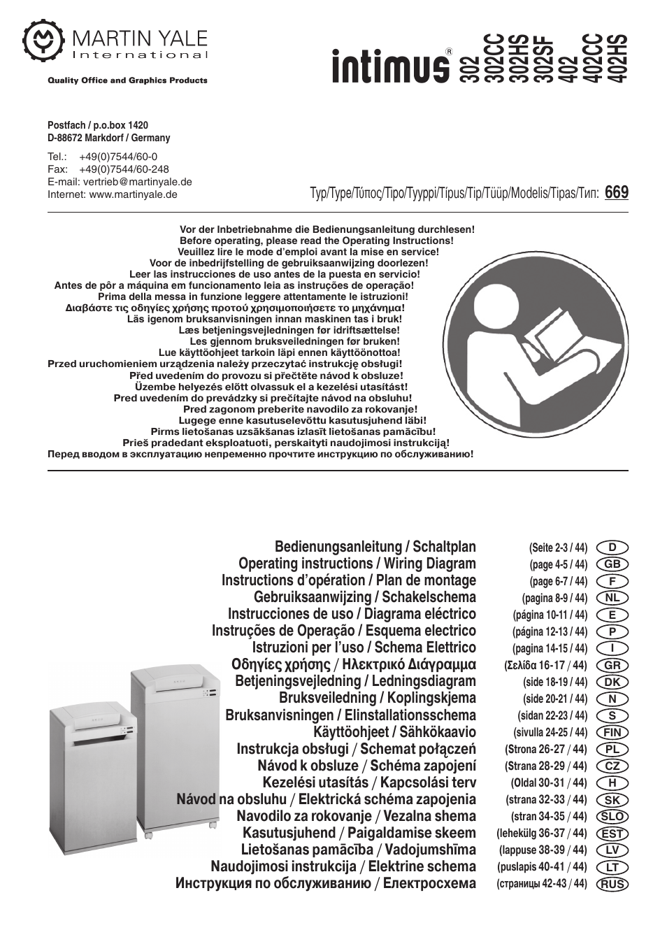 intimus 402 Wide Body User Manual | 48 pages