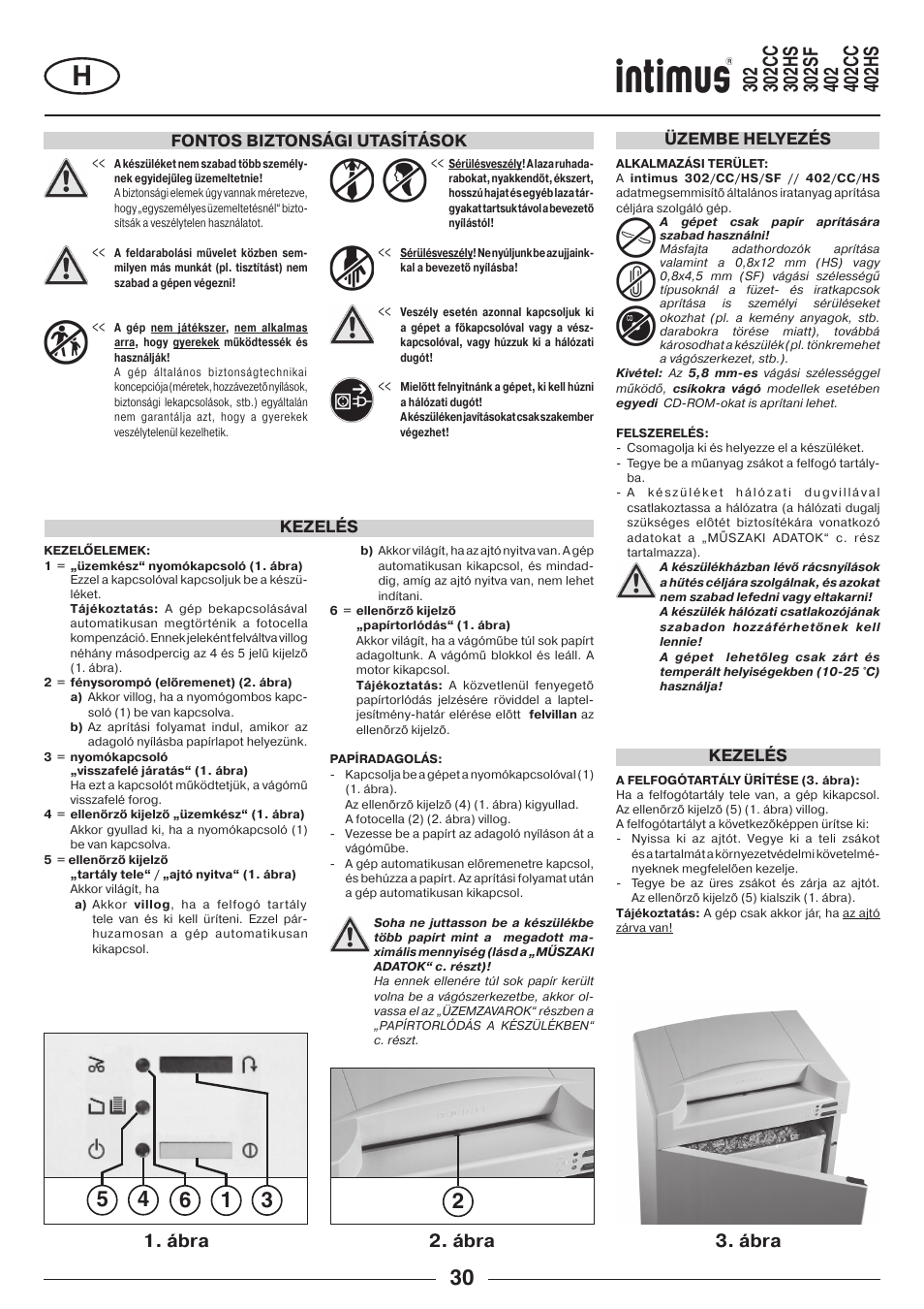 Ábra 2. ábra 3. ábra, Fontos biztonsági utasítások, Kezelés | Üzembe helyezés kezelés | intimus 402 Wide Body User Manual | Page 30 / 48