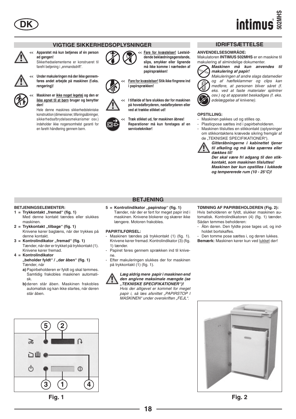 502mhs, Fig. 2 fig. 1 | intimus 502 User Manual | Page 18 / 36