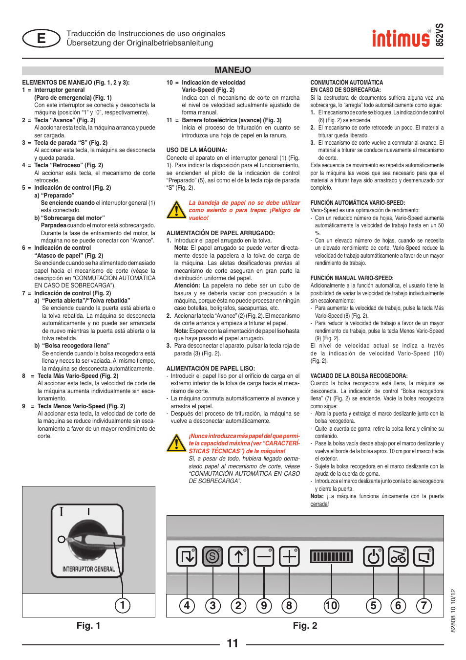 S852vs, Fig. 2, Fig. 1 | intimus 852 VS User Manual | Page 11 / 36