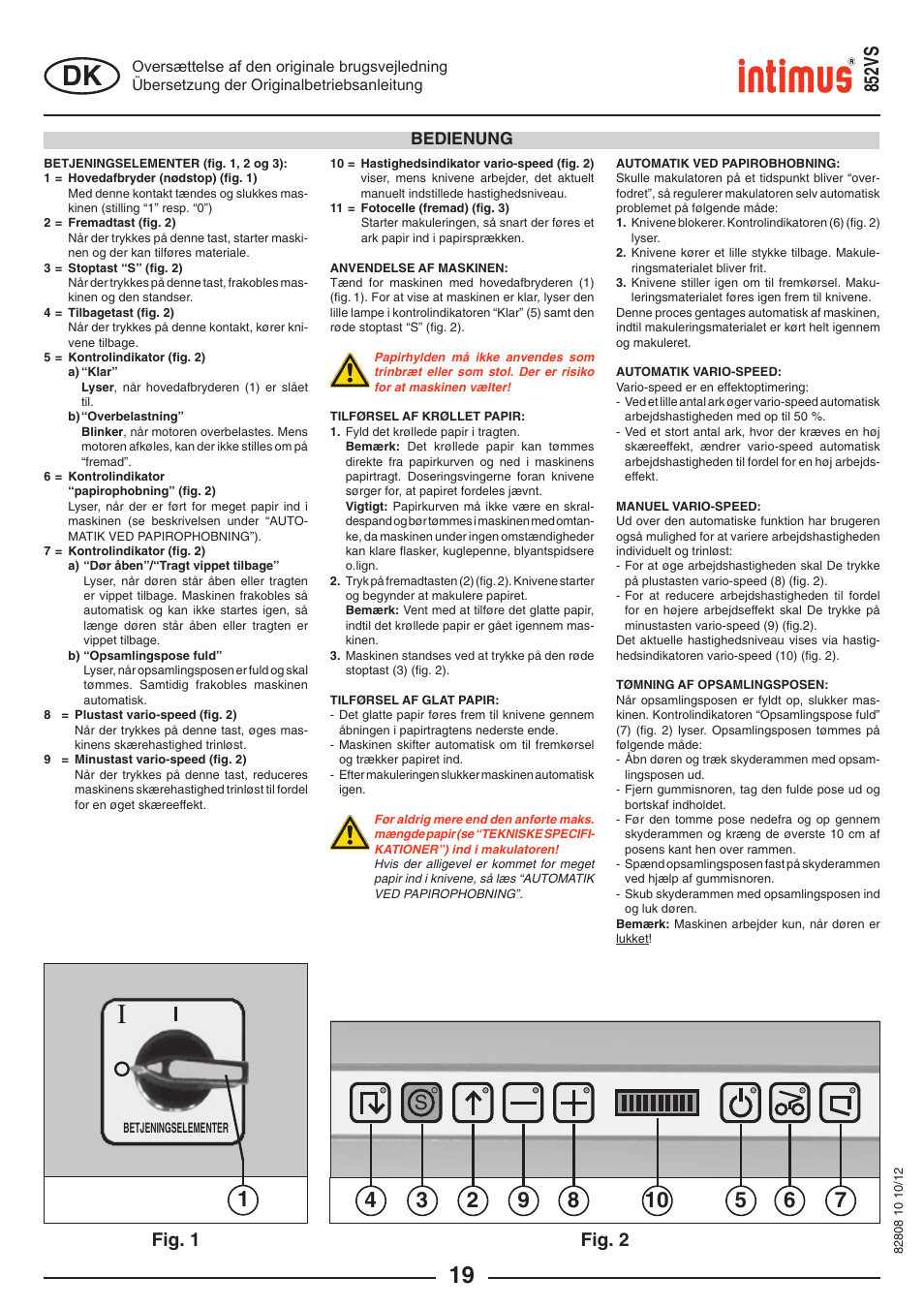 S852vs, Fig. 2, Fig. 1 | intimus 852 VS User Manual | Page 19 / 36