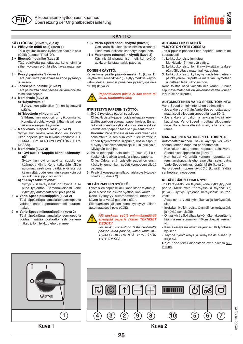 S852vs, Kuva 1 kuva 2 | intimus 852 VS User Manual | Page 25 / 36