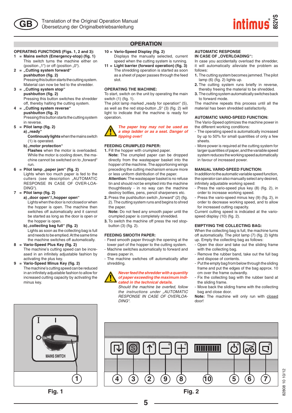 S852vs, Fig. 2, Fig. 1 | intimus 852 VS User Manual | Page 5 / 36