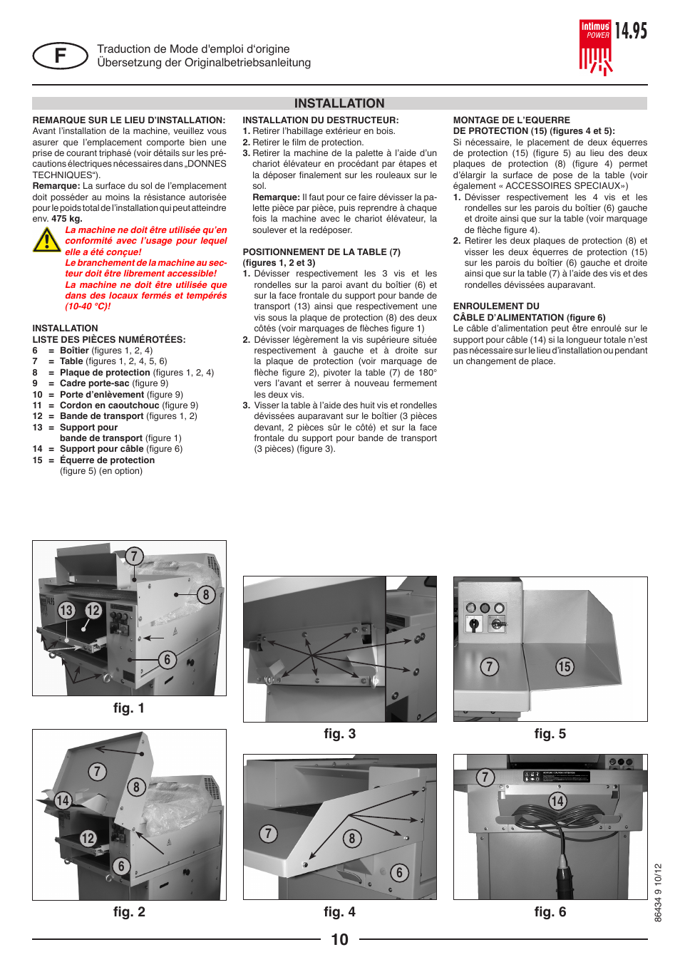 intimus POWER 14.95 S User Manual | Page 10 / 36