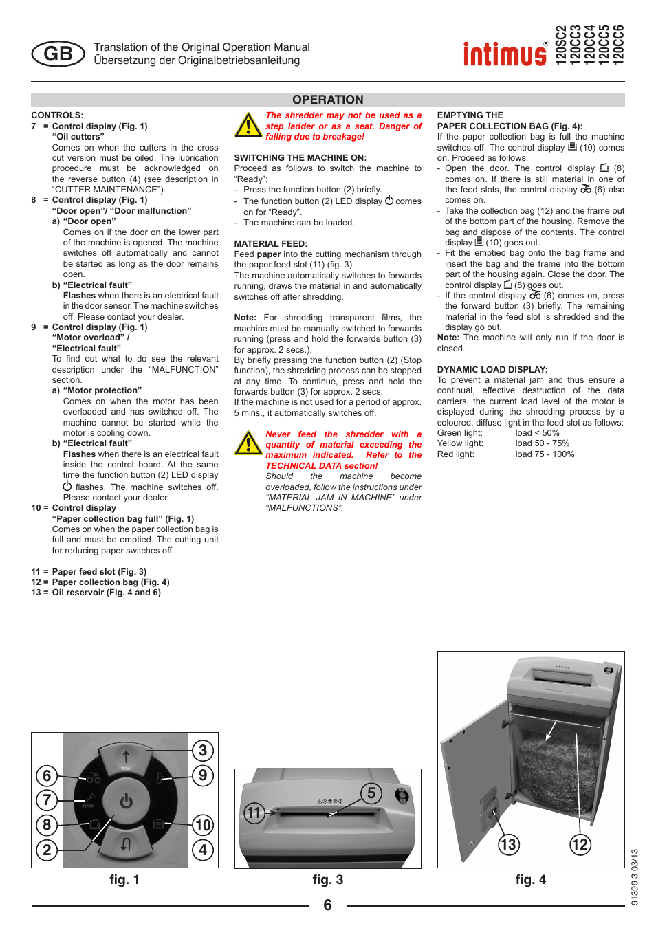 Fig. 1 fig. 3 fig. 4, Operation | intimus 120 CC6 User Manual | Page 6 / 56