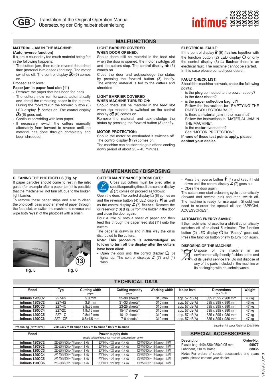 intimus 120 CC6 User Manual | Page 7 / 56