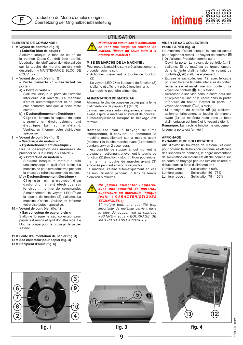 Fig. 1 fig. 3 fig. 4, Utilisation | intimus 120 CC6 User Manual | Page 9 / 56