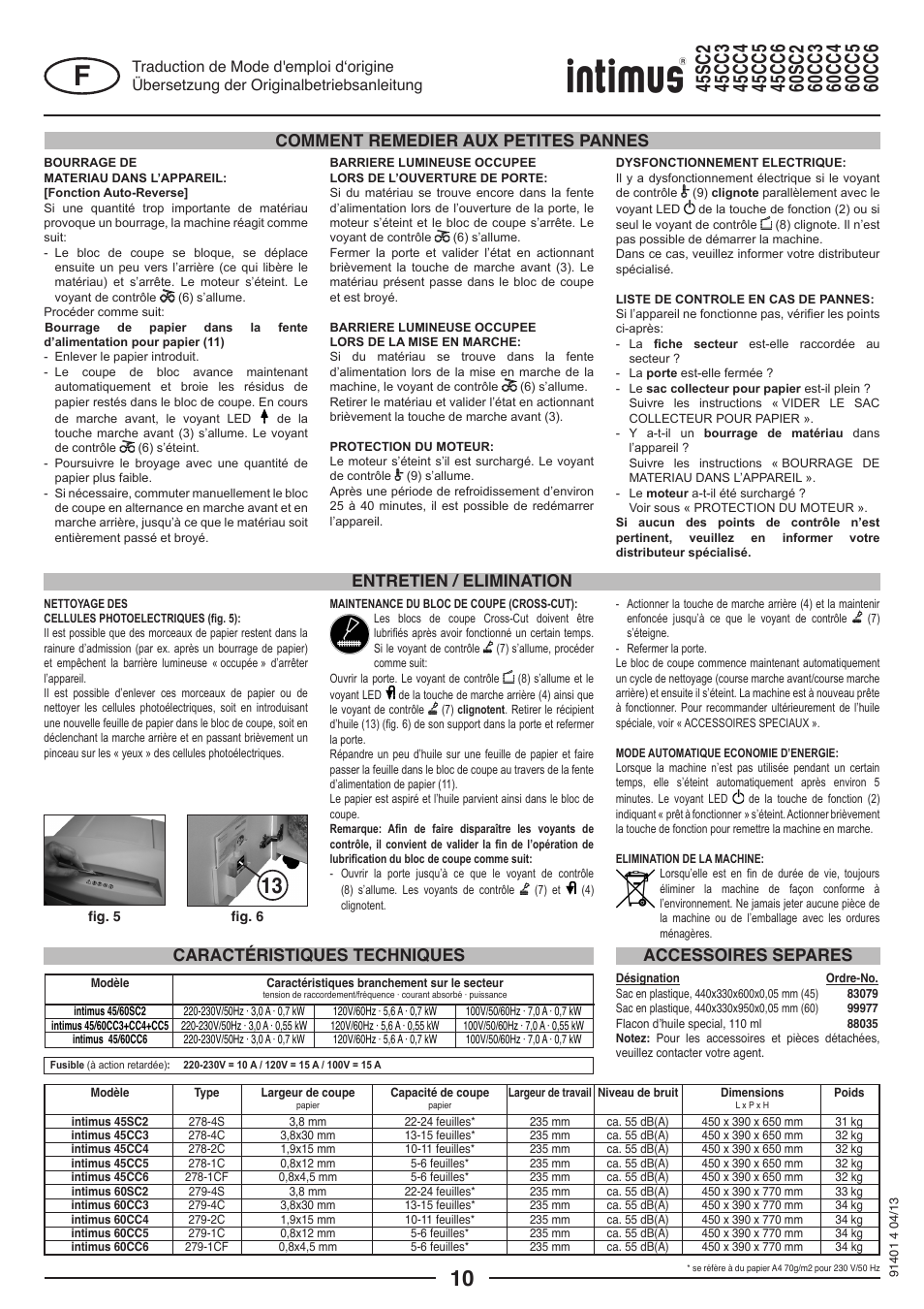 intimus 45 CC6 User Manual | Page 10 / 56