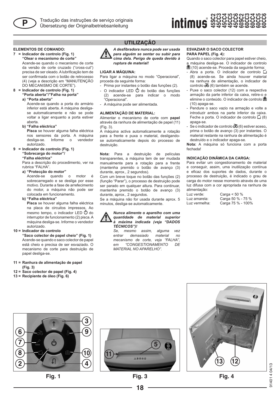 Fig. 1 fig. 3 fig. 4, Utilização | intimus 45 CC6 User Manual | Page 18 / 56